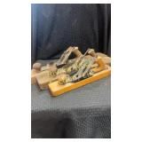 Three antique Stanley wood block planes