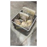 Tote of cabinetry fasteners, dowels and biscuit