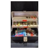 Fishing tackle box filled with tackle