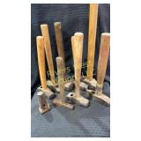 Eight blacksmith hammers various sizes and brands