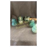 Five glass insulators
