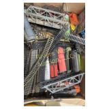 Box full of  vintage train set including train