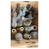 Box of vintage/Antique glass and ceramic bottles
