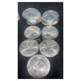 Twenty 2009 American Eagle Silver Dollars