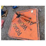 Three 4'X4' road signs with 2 stands