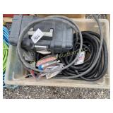 Tote with trailer wiring supplies