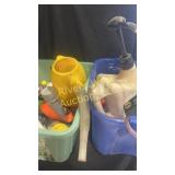Two crates of shop fluids