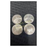 Four 2009 American Silver Eagles 1oz
