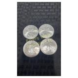Four 2009 American Silver Eagles 1oz