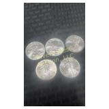 Five 2009 American Eagle silver dollar