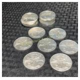 Twenty 2009 American Eagle silver dollars