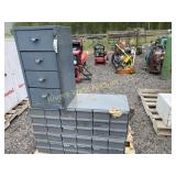 Two 18 drawer bolt bins and one 4 drawer cabinet