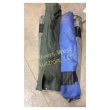 Five folding camping chairs