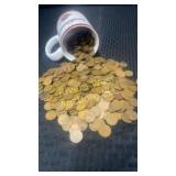 Jar full of assorted Wheat Pennieï¿½s from various