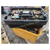 Lawson tote full of brass and pipe fittings
