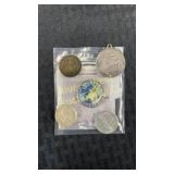 Assortment of coins and tokens including silver