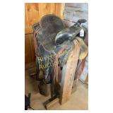 Western studded show saddle with matching