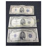 Silver note 5 dollar 1934- 1953 blue sealed notes