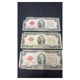 Three 1928 two dollar bills Series F, G, and D!