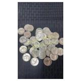 Forty 1964 silver Washington quarters