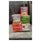 13 boxes of shotgun shells. 4 boxes of 25 Federal