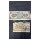 Banco de Mexico Un Peso and Canadian twenty five