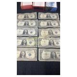 11 Silver notes Series 1957 stamped with blue