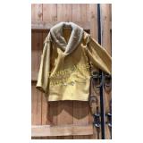 Handmade Elk leather and sheep skin coat, antler