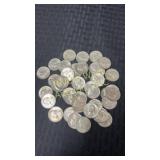 Forty 1964 silver Washington quarters