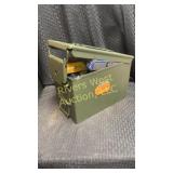 Ammunition can containing bullets. 2 boxes of