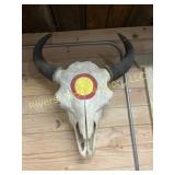 Large Bison Bull skull with native painting