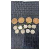 Assortment of early Canadian coins including 4