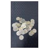 Forty 1964 silver Washington quarters