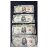 1963 five dollar notes in red ink