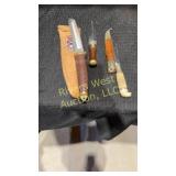 3 knives including a dagger(unsharpened), and two