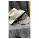 2 felt hats. 1 Grey American Hat Co. 1 Black Boot