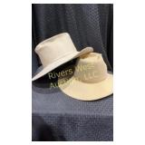 2 felt hats. 1 cream colored hat, size 6 7/8'