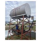 Fuel tank with stand filter and hose locking valve