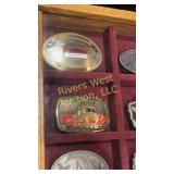 belt buckle collection  in display case