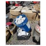 Crate & Bucket full of new PVC fittings