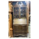 Antique Drop front secretary with two glass doors