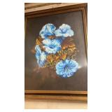 Framed floral artwork, appears to be painted in