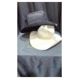 2 felt hats. 1 black Rodeo King hat. 1 dark cream