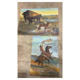 Two hand painted pieces signed by Bud Cree