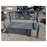40' Metal patio bench with chicken scene