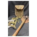 Forest service shoe spikes and pack shovel