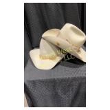 2 light colored felt hats. 1 miller hat 6 X size