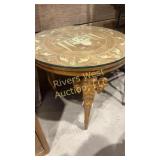 Inlaid India table with glass top