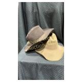 2 felt hats. 1 dark brown American Eagle hat made