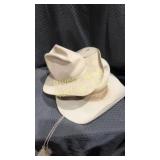 2 felt hats. One smaller Beaver Fur hat, size 6
